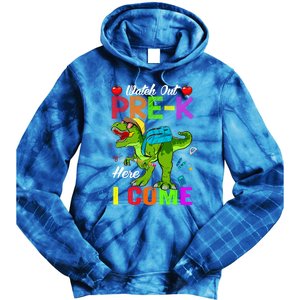 Watch Out PreK Here I Come Dinosaurs Back To School Funny Gift Tie Dye Hoodie