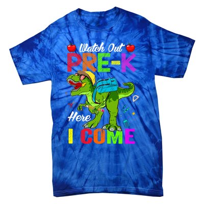 Watch Out PreK Here I Come Dinosaurs Back To School Funny Gift Tie-Dye T-Shirt