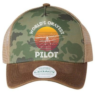 Worlds Okayest Pilot Gift Legacy Tie Dye Trucker Hat