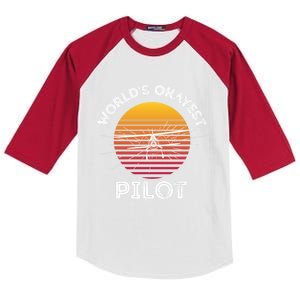 Worlds Okayest Pilot Gift Kids Colorblock Raglan Jersey