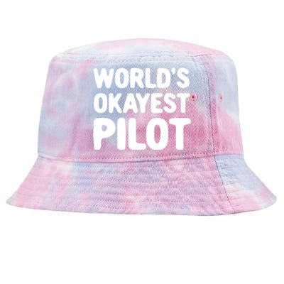 Worlds Okayest Pilot Gift Tie-Dyed Bucket Hat