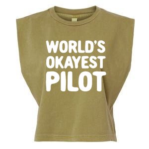 Worlds Okayest Pilot Gift Garment-Dyed Women's Muscle Tee