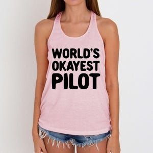 Worlds Okayest Pilot Gift Women's Knotted Racerback Tank