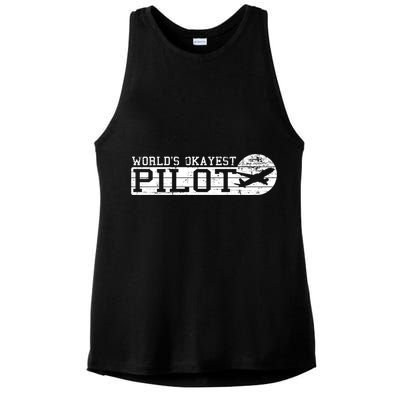 Worlds Okayest Pilot Funny Pilot Ladies PosiCharge Tri-Blend Wicking Tank