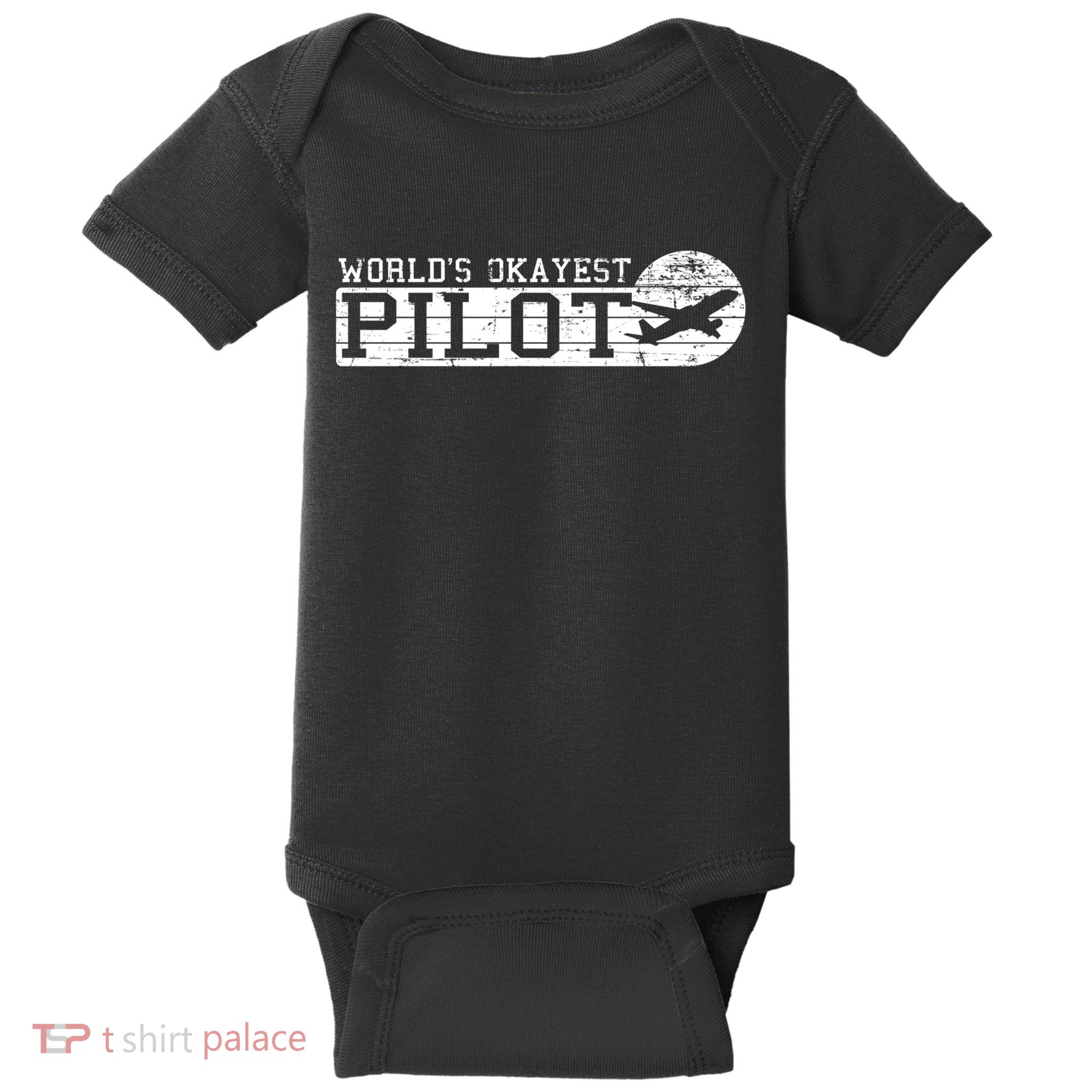 Worlds Okayest Pilot Funny Pilot Baby Bodysuit