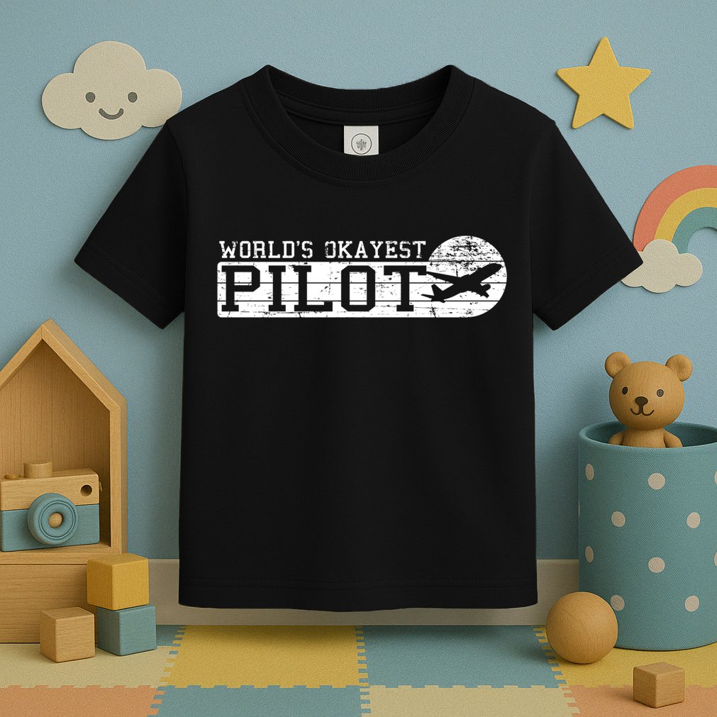 Worlds Okayest Pilot Funny Pilot Toddler T-Shirt