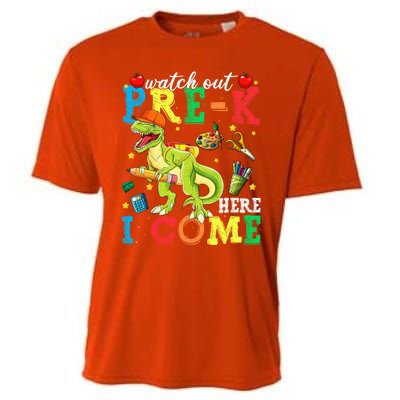 Watch Out PreK Here I Come Funny Dinosaur Back To School Funny Gift Cooling Performance Crew T-Shirt