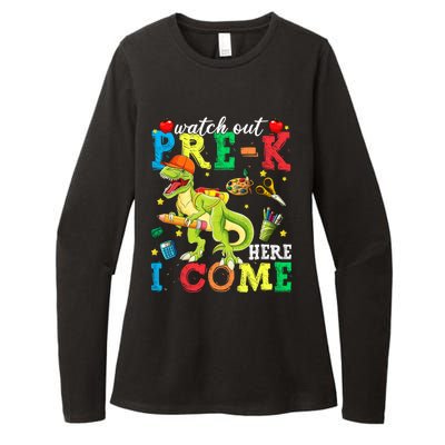 Watch Out PreK Here I Come Funny Dinosaur Back To School Funny Gift Womens CVC Long Sleeve Shirt