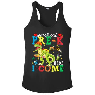 Watch Out PreK Here I Come Funny Dinosaur Back To School Funny Gift Ladies PosiCharge Competitor Racerback Tank