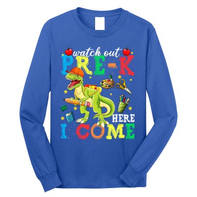 Watch Out PreK Here I Come Funny Dinosaur Back To School Funny Gift Long Sleeve Shirt