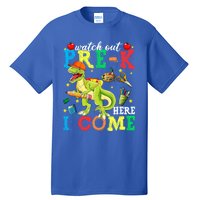 Watch Out PreK Here I Come Funny Dinosaur Back To School Funny Gift Tall T-Shirt