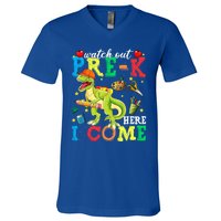 Watch Out PreK Here I Come Funny Dinosaur Back To School Funny Gift V-Neck T-Shirt