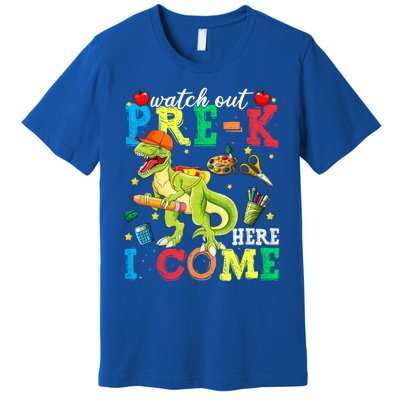 Watch Out PreK Here I Come Funny Dinosaur Back To School Funny Gift Premium T-Shirt