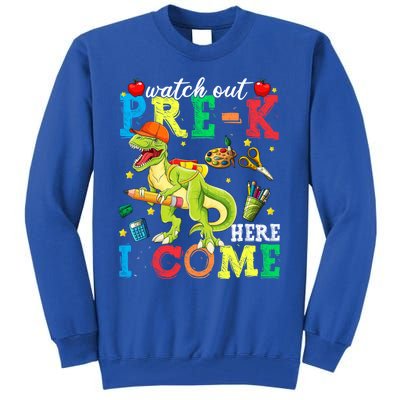 Watch Out PreK Here I Come Funny Dinosaur Back To School Funny Gift Tall Sweatshirt