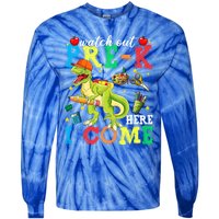 Watch Out PreK Here I Come Funny Dinosaur Back To School Funny Gift Tie-Dye Long Sleeve Shirt