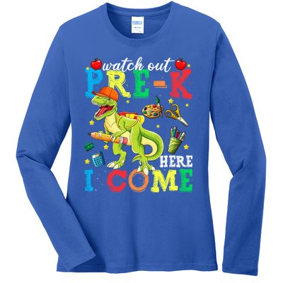 Watch Out PreK Here I Come Funny Dinosaur Back To School Funny Gift Ladies Long Sleeve Shirt