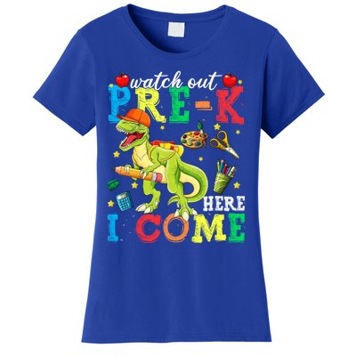 Watch Out PreK Here I Come Funny Dinosaur Back To School Funny Gift Women's T-Shirt