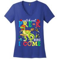 Watch Out PreK Here I Come Funny Dinosaur Back To School Funny Gift Women's V-Neck T-Shirt