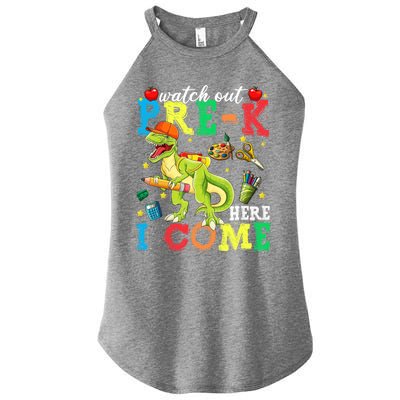 Watch Out PreK Here I Come Funny Dinosaur Back To School Funny Gift Women's Perfect Tri Rocker Tank