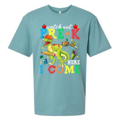 Watch Out PreK Here I Come Funny Dinosaur Back To School Funny Gift Sueded Cloud Jersey T-Shirt