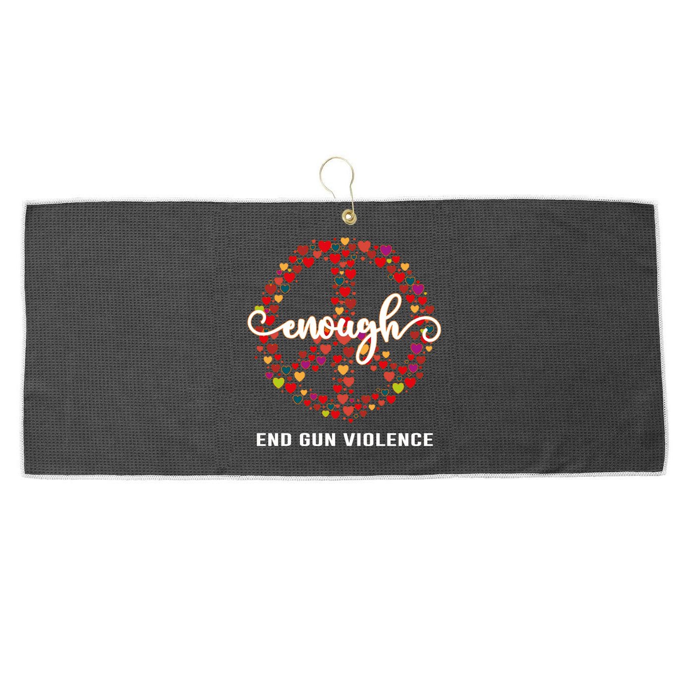 Wear Orange Peace Sign Enough End Gun Violence Large Microfiber Waffle Golf Towel