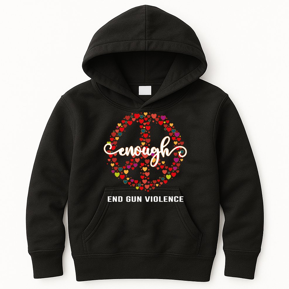 Wear Orange Peace Sign Enough End Gun Violence Kids Hoodie