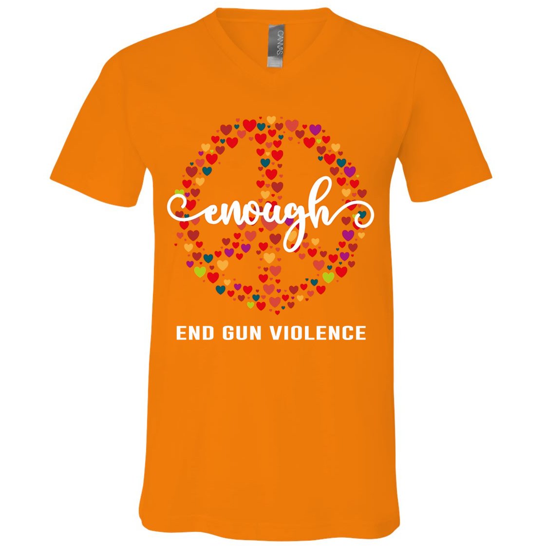 Wear Orange Peace Sign Enough End Gun Violence V-Neck T-Shirt