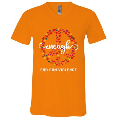 Wear Orange Peace Sign Enough End Gun Violence V-Neck T-Shirt