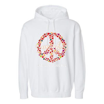 Wear Orange Peace Sign Enough End Gun Violence Garment-Dyed Fleece Hoodie