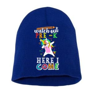 Watch Out PreK Here I Come Funny Unicorn Back To School Funny Gift Short Acrylic Beanie