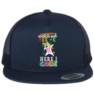 Watch Out PreK Here I Come Funny Unicorn Back To School Funny Gift Flat Bill Trucker Hat