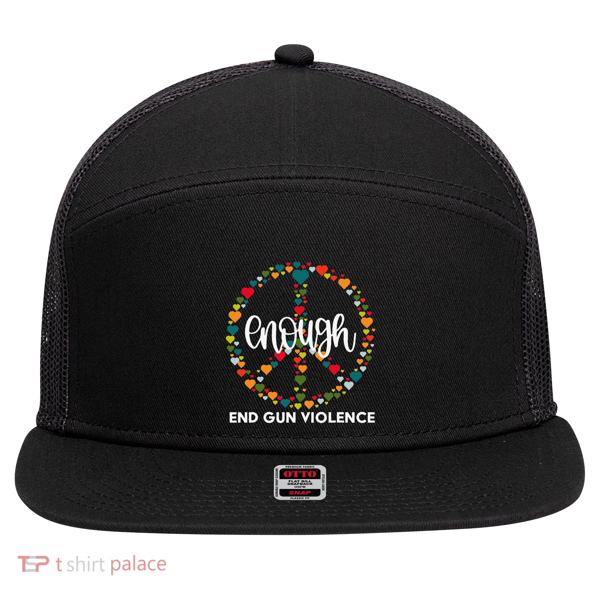 Wear Orange Peace Sign Enough End Gun Violence 7 Panel Mesh Trucker Snapback Hat