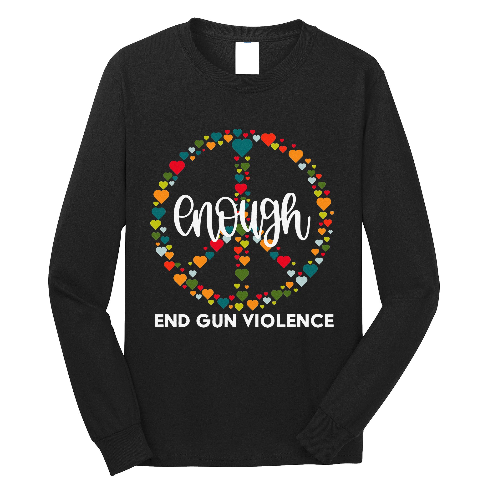 Wear Orange Peace Sign Enough End Gun Violence Long Sleeve Shirt