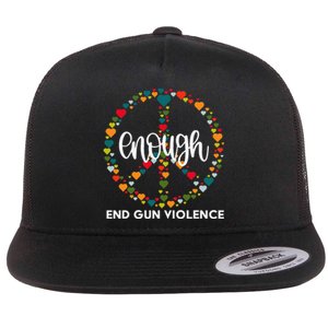 Wear Orange Peace Sign Enough End Gun Violence Flat Bill Trucker Hat