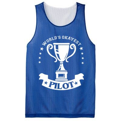 Worlds Okayest Pilot Plane Aviation Gift Mesh Reversible Basketball Jersey Tank
