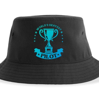 Worlds Okayest Pilot Plane Aviation Gift Sustainable Bucket Hat