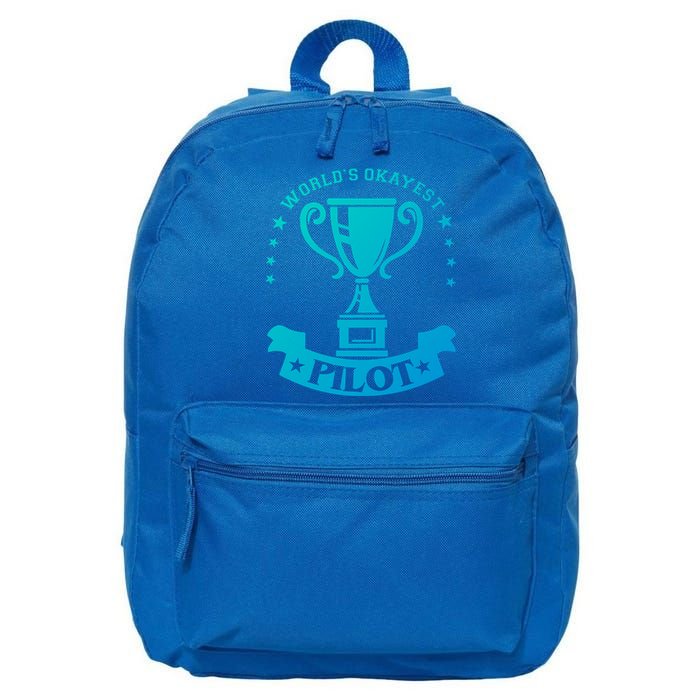 Worlds Okayest Pilot Plane Aviation Gift 16 in Basic Backpack