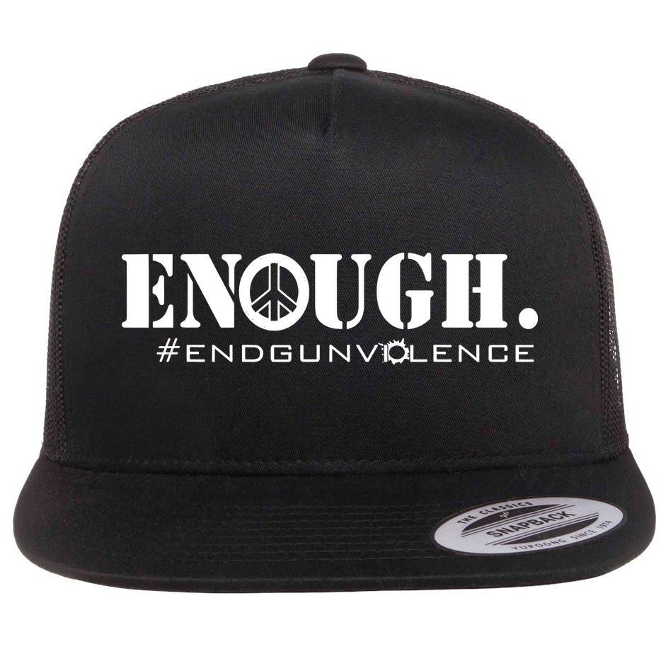 Wear Orange Peace Sign Enough End Gun Violence Flat Bill Trucker Hat