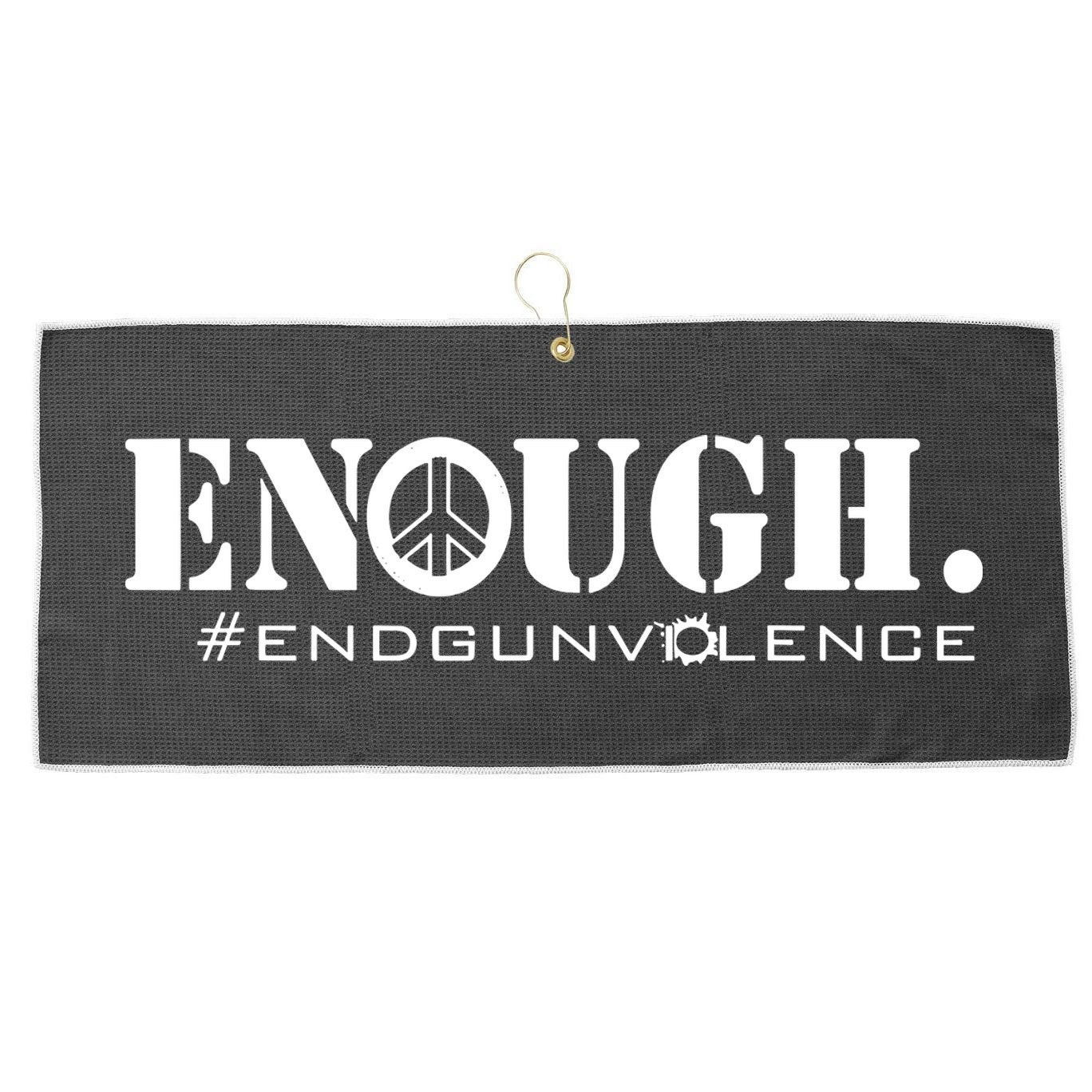 Wear Orange Peace Sign Enough End Gun Violence Large Microfiber Waffle Golf Towel