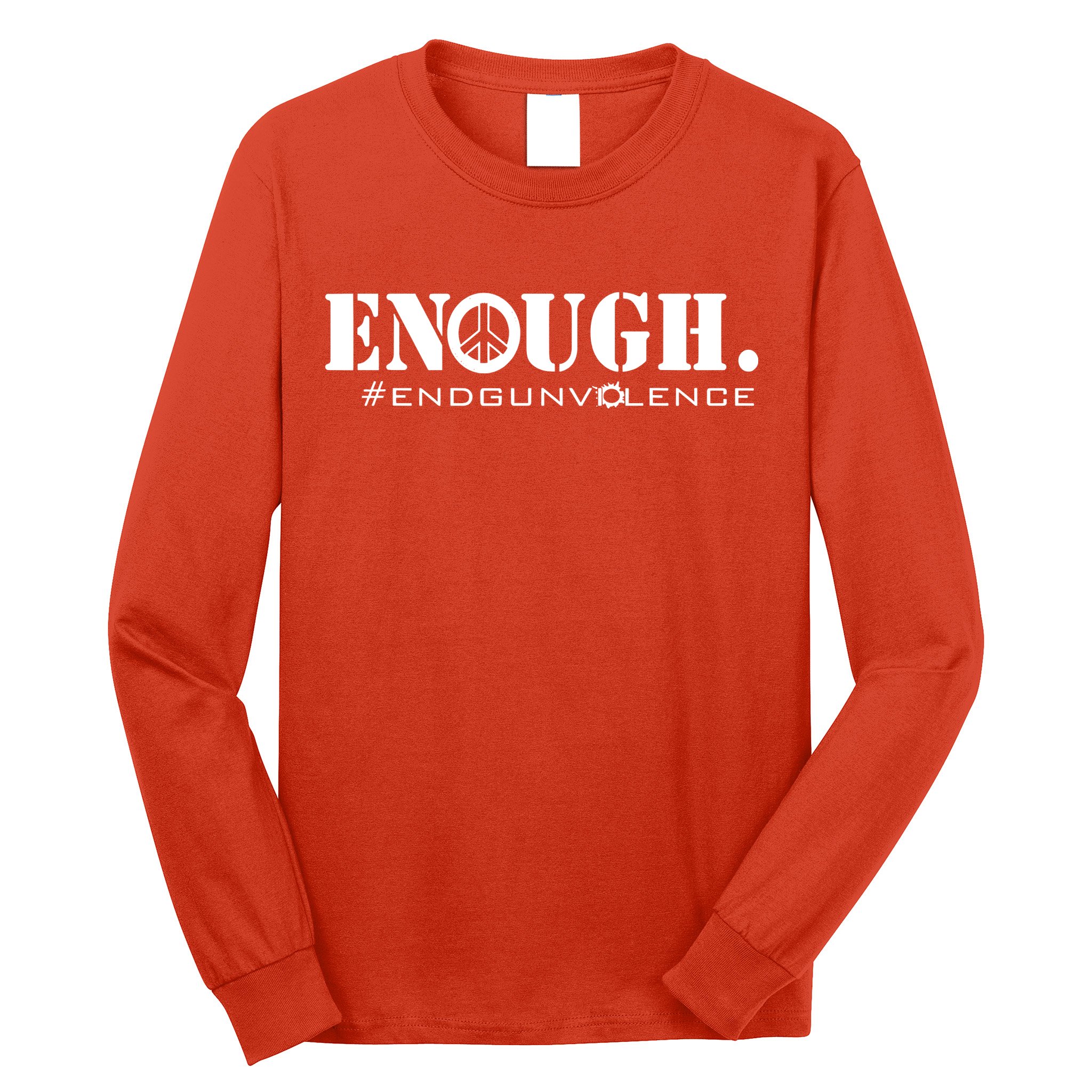 Wear Orange Peace Sign Enough End Gun Violence Long Sleeve Shirt