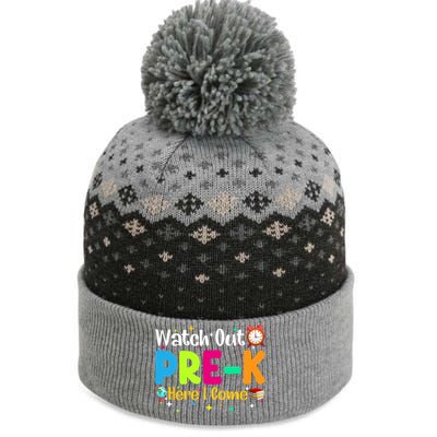 Watch Out PreK Here I Come Preschool Funny Gift The Baniff Cuffed Pom Beanie