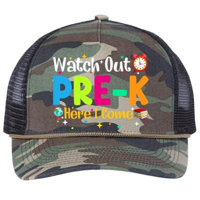 Watch Out PreK Here I Come Preschool Funny Gift Retro Rope Trucker Hat Cap