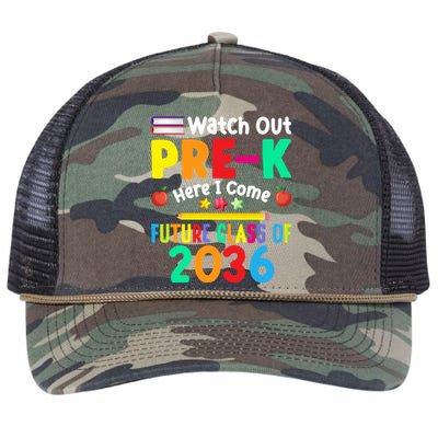 Watch Out PreK Here I Come Future Class Of 2036 Students Gift Retro Rope Trucker Hat Cap