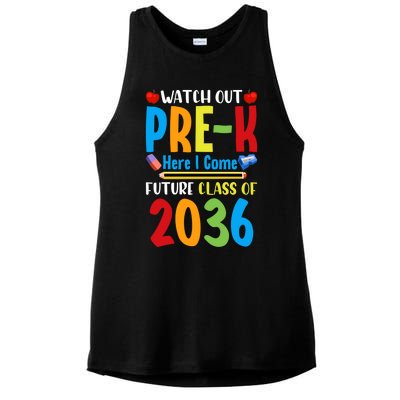 Watch Out PreK Here I Come Future Class Of 2036 Students Gift Ladies PosiCharge Tri-Blend Wicking Tank