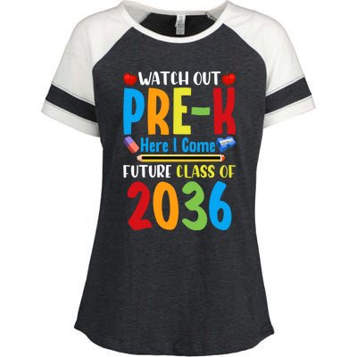 Watch Out PreK Here I Come Future Class Of 2036 Students Gift Enza Ladies Jersey Colorblock Tee