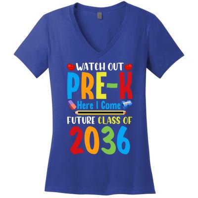 Watch Out PreK Here I Come Future Class Of 2036 Students Gift Women's V-Neck T-Shirt