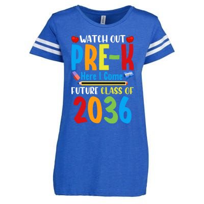 Watch Out PreK Here I Come Future Class Of 2036 Students Gift Enza Ladies Jersey Football T-Shirt