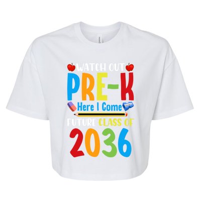 Watch Out PreK Here I Come Future Class Of 2036 Students Gift Bella+Canvas Jersey Crop Tee