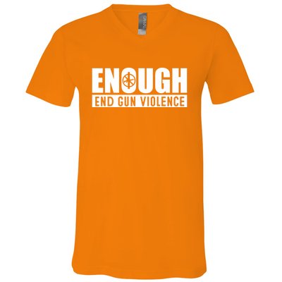 Wear Orange Peace Sign Enough End Gun Violence V-Neck T-Shirt