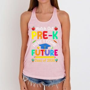 Watch Out PreK Here I Come Future Class Of 2038 Gift Women's Knotted Racerback Tank